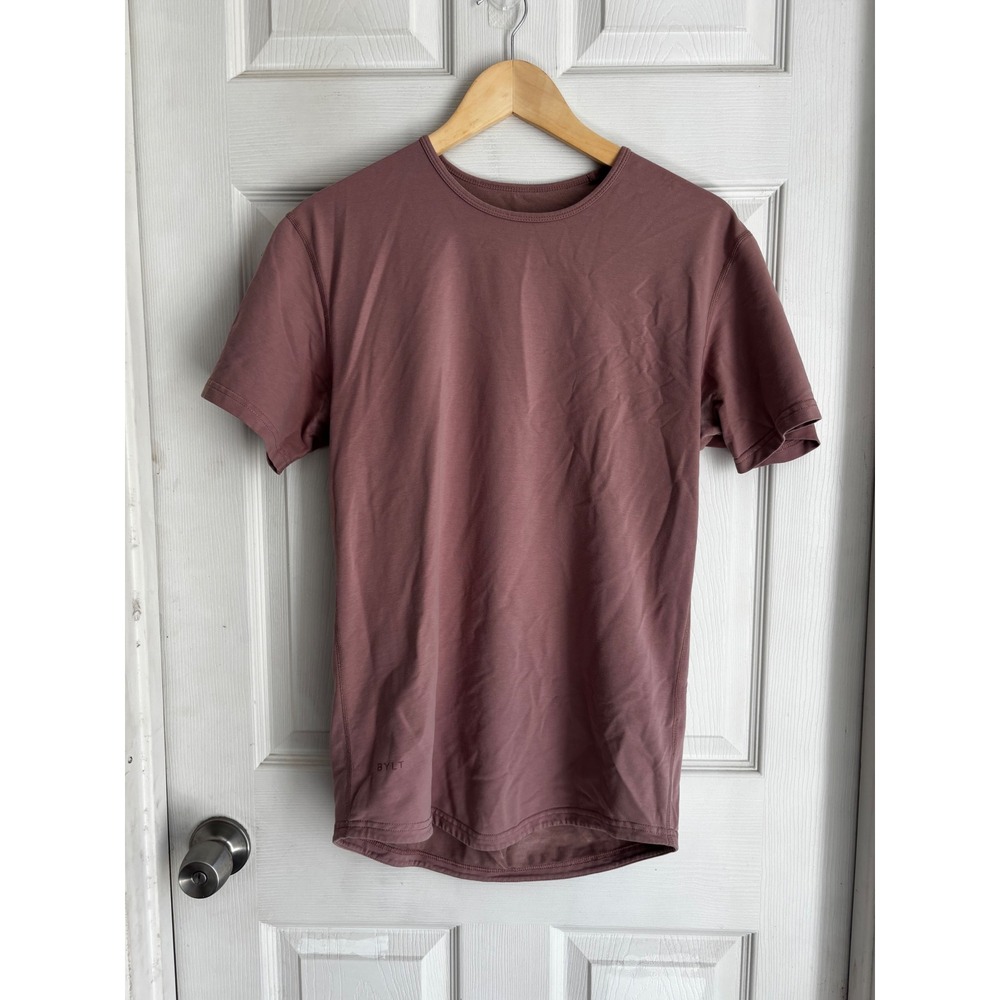 BYLT‎ Drop Cut Lux T-Shirt Mens Small Mauve Pink Excellent Curved Hem Tee